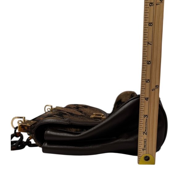 Tory Burch Snakeskin Calf Hair Shoulder Bag Tortoise Chain Mirror Clutch Rare - Picture 14 of 16